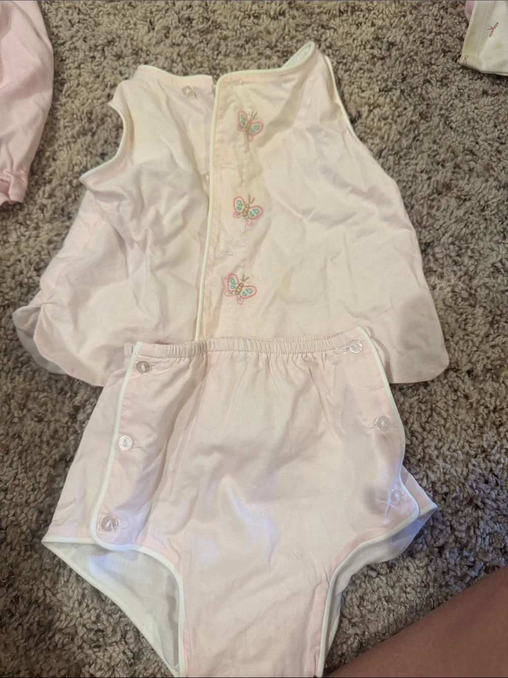 Pink Baby Sleep Sack and Diaper Cover Set - Butterfly Detail